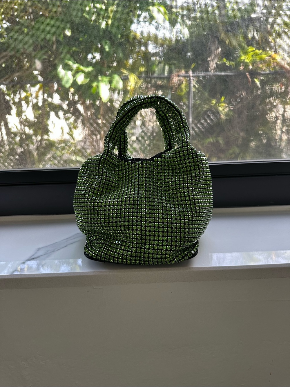 Green Crystal Mesh Tote Bag - Women